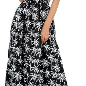 Women's Boho Maxi Tube Dress Smocked Sleeveless Light Travel Casual